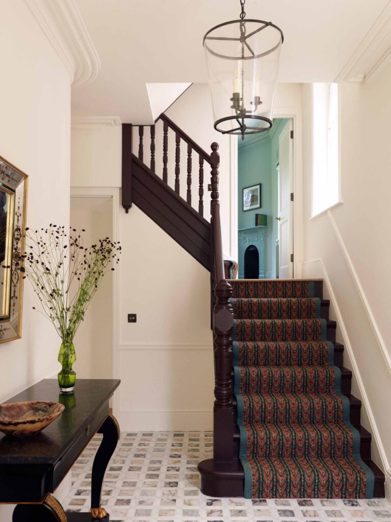 Entrance hall and restored staircase
